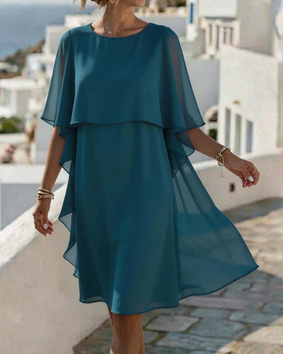 Kleid Einfarbig Lässig Gerade