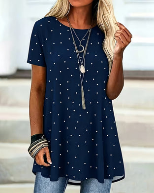 Bluse Polka Dot A-Linie Kurzarm