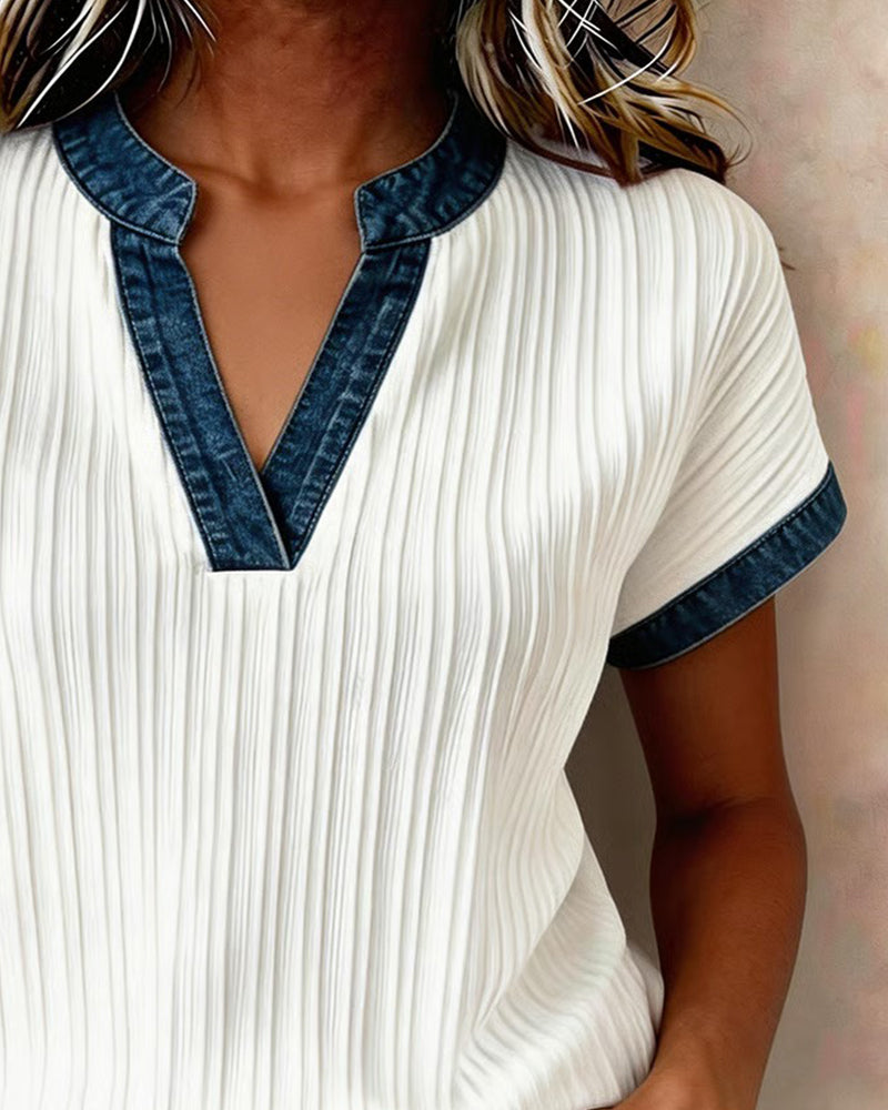 T-shirt Gerippte Jeans Gefügt