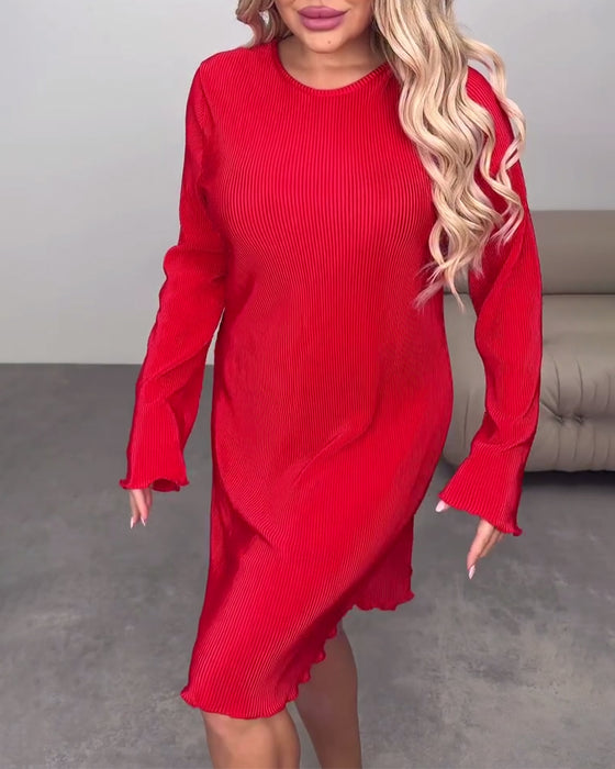 Lässiges, einfarbiges Kleid, knielang