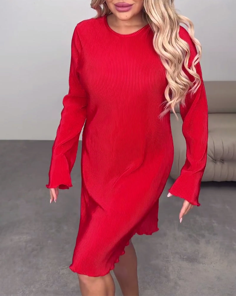 Lässiges, einfarbiges Kleid, knielang