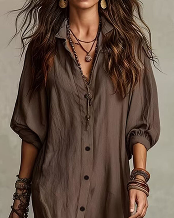 Kleid Strukturiert Lang Cardigan Hemd