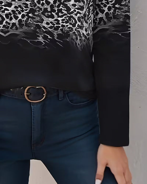 Top Reißverschluss Leopard Und Zebra Druck