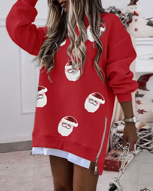 Kleid Weihnachtsmann Druck Zusammengesetzt Sweatshirt