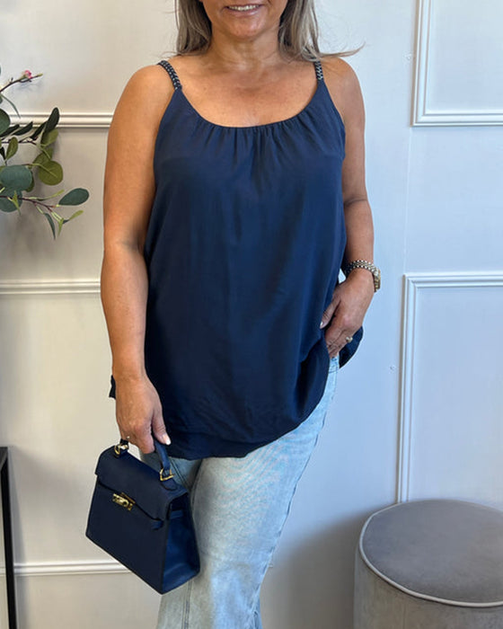 Cami Top Geflochtenes Träger Drape