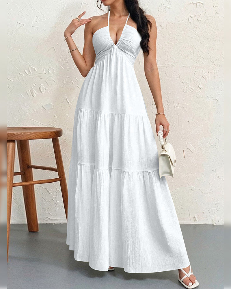 Kleid Mode Uni Halter