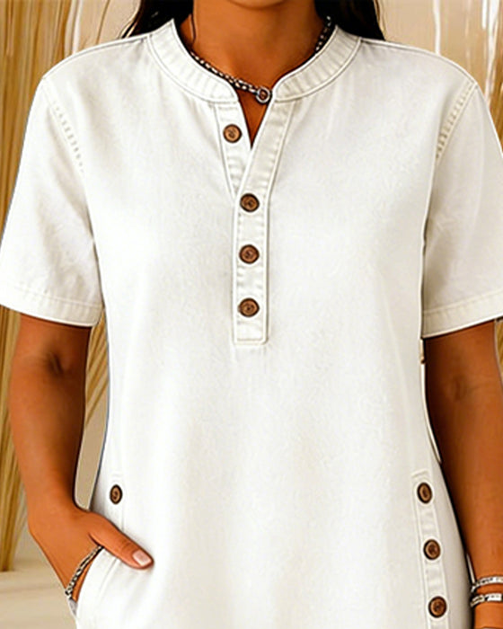 Kleid Knopfleiste Casual Denim