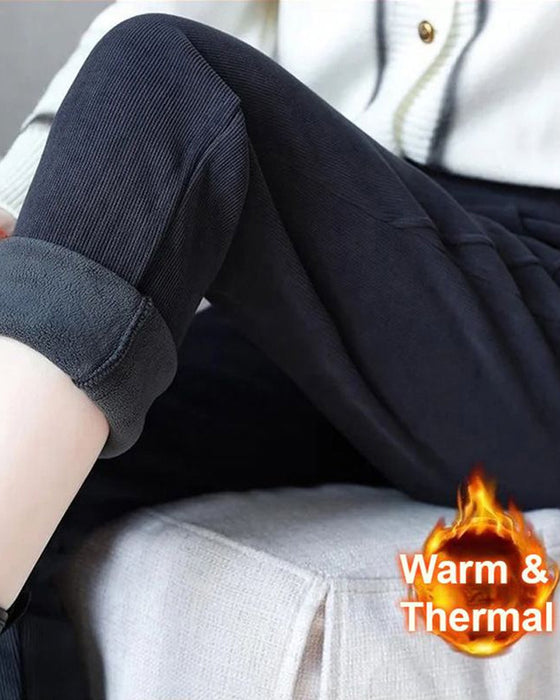 Warme Hochtaillierte Hose mit Wollfutter