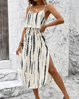 Kleid Unregelmäßiges Muster Schlitz Camisole