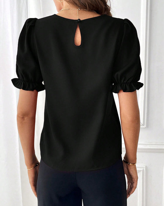 Bluse Einfarbig Rundhalsausschnitt