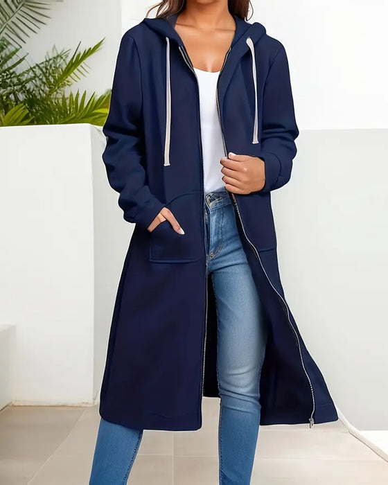 Mantel mit Kapuze Reißverschluss Sweatshirt