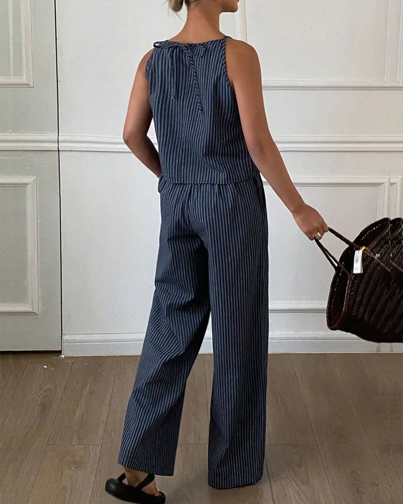 Set Gestreiftes Camisole Weites Bein Hose