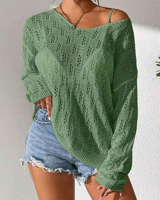 Pullover Lochmuster Drop-Schulter