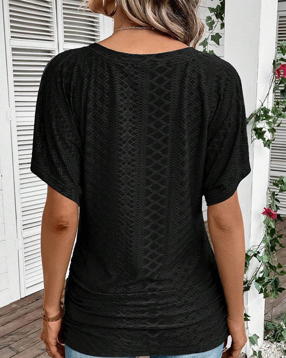 T-Shirt V-Ausschnitt Einfarbig Casual