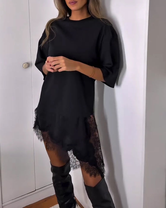 Kleid Casual Kurzarm Patchwork