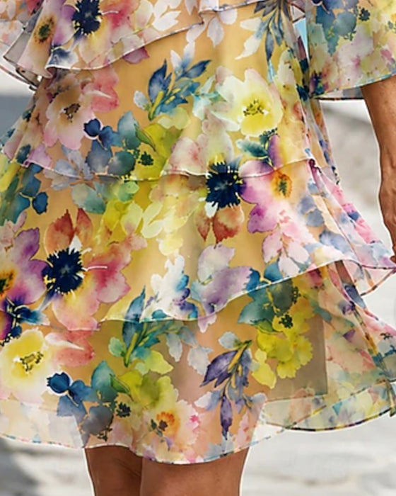 Kleid Aquarell Blumig Lagen