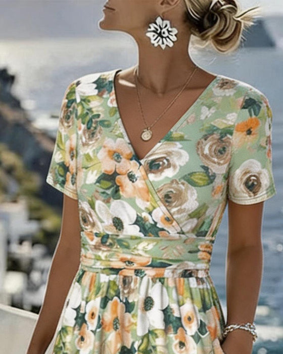 Kleid Blumenprint Kurzarm