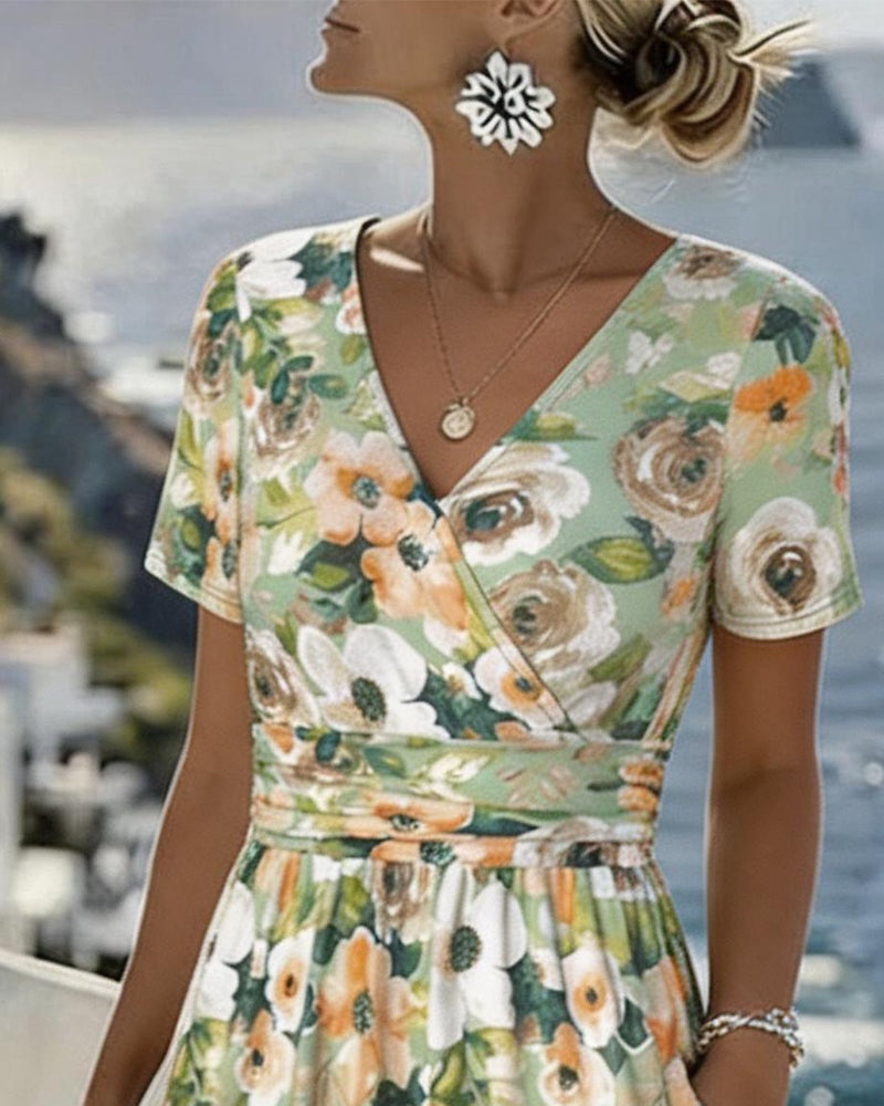 Kleid Blumenprint Kurzarm