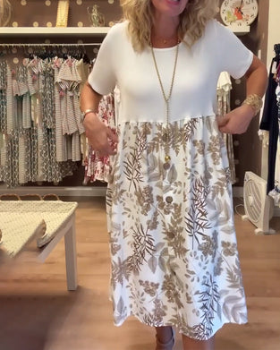 Kleid lässig Temperament bedruckt Rundhals