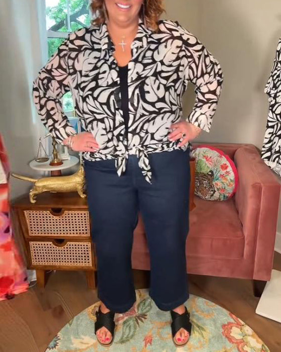 Bluse Mit Locker, Bequem Und Blattmuster Merkmalen