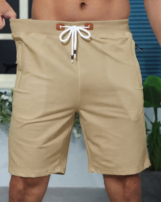 Shorts Elastische Taille Kordelzug Uni Farbe Herren