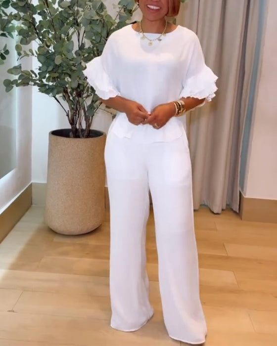 Top Rüschenärmel Locker