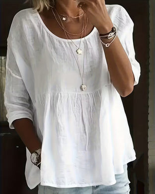 Top Rundhals Locker-sitzend Uni-farben