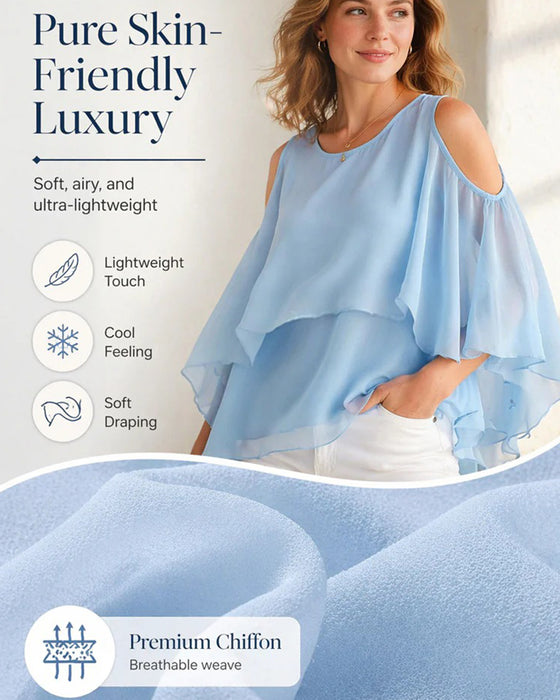 Bluse Rundhals Off-Shoulder Asymmetrisch