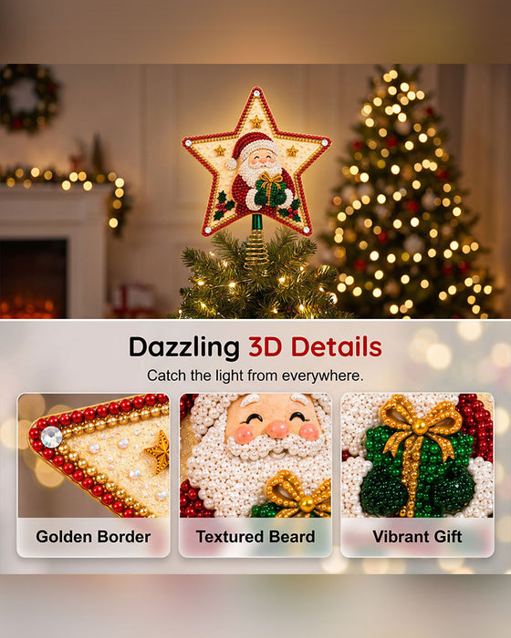 DIY Fünfzackiger Stern Diamantmalerei Weihnachtsbaumspitze