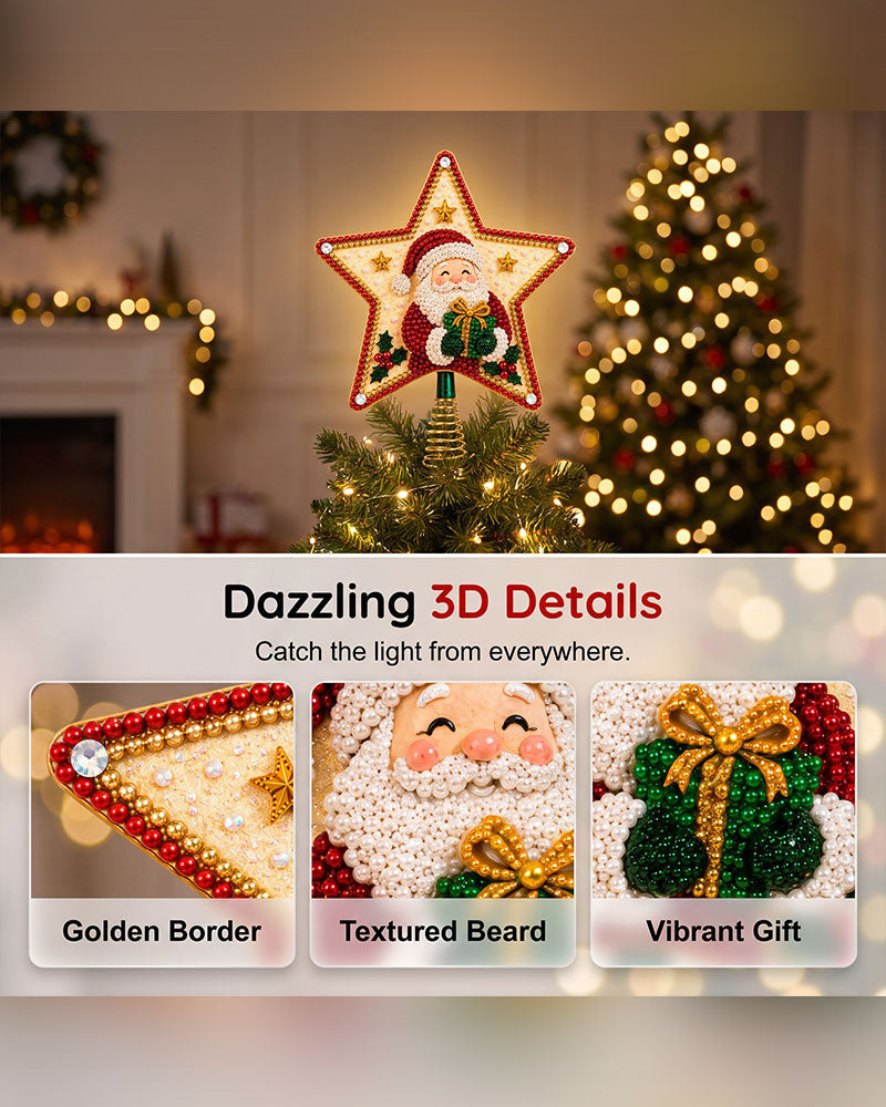 DIY Fünfzackiger Stern Diamantmalerei Weihnachtsbaumspitze