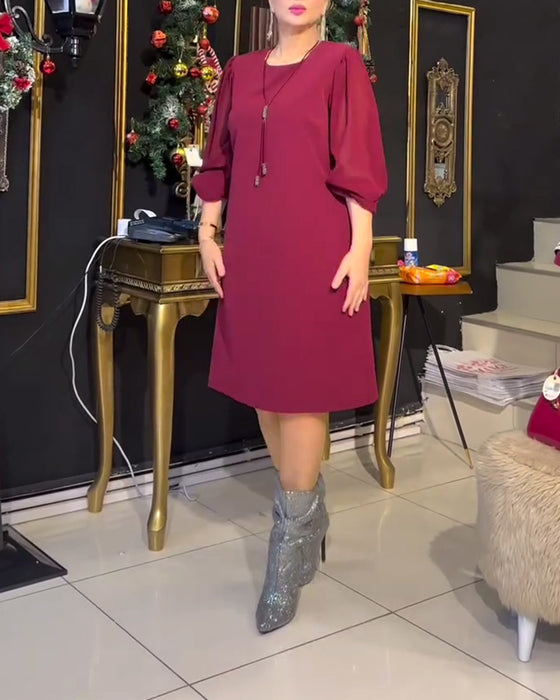 Kleid lässig einfarbig Langarm gerade