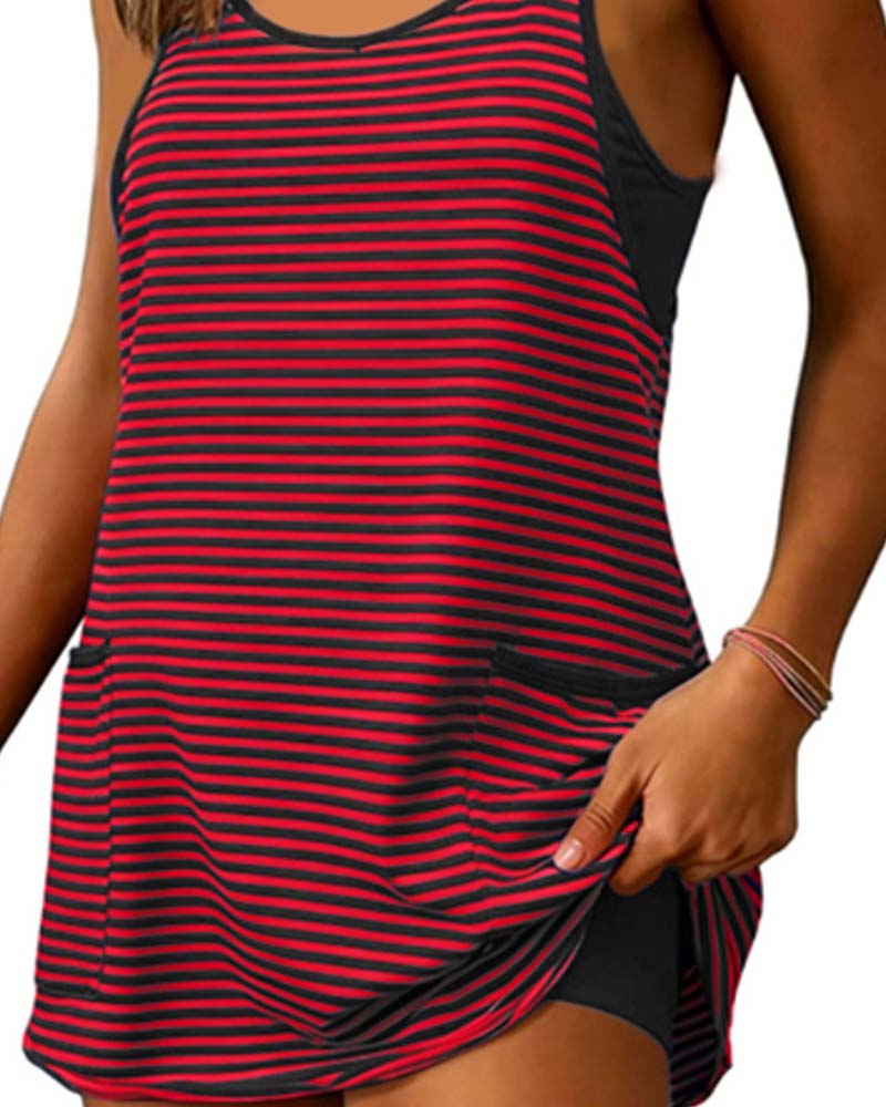 Jumpsuits Gestreift Ärmellos Camisole Lässig