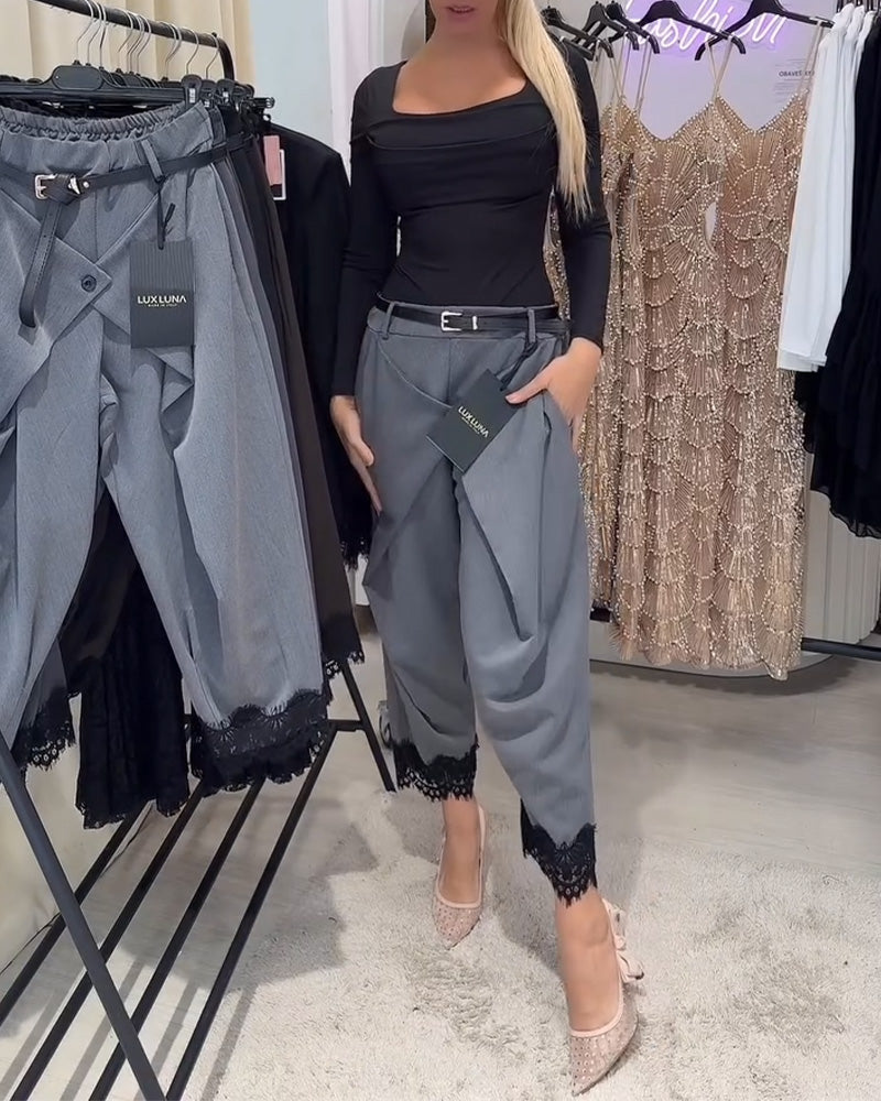 Hose Modisch Spitze Sticken Harem