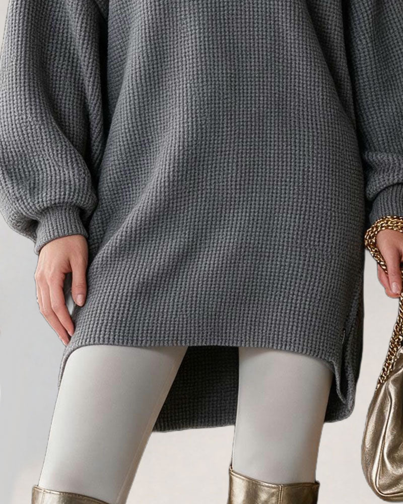 Kleid Mode Reißverschluss Lang Gestrickt
