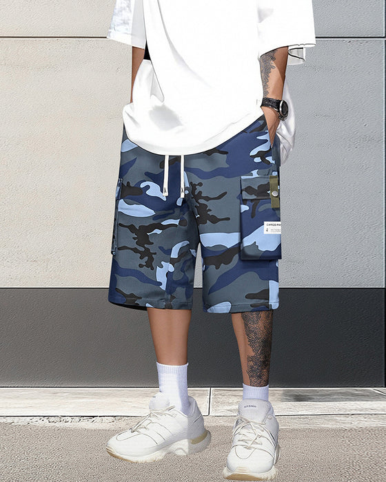 Shorts Herren Multitasche Kordelzug Cargo