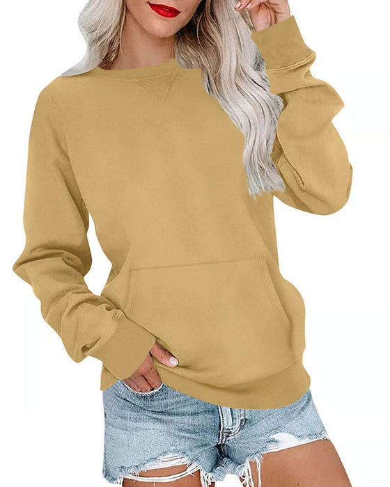 Sweatshirt Einfarbig Rundhals Langarm Lässig