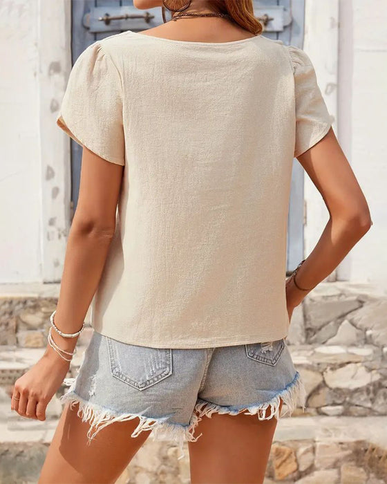 Bluse Streetstyle schräger Kragen kurzärmelig