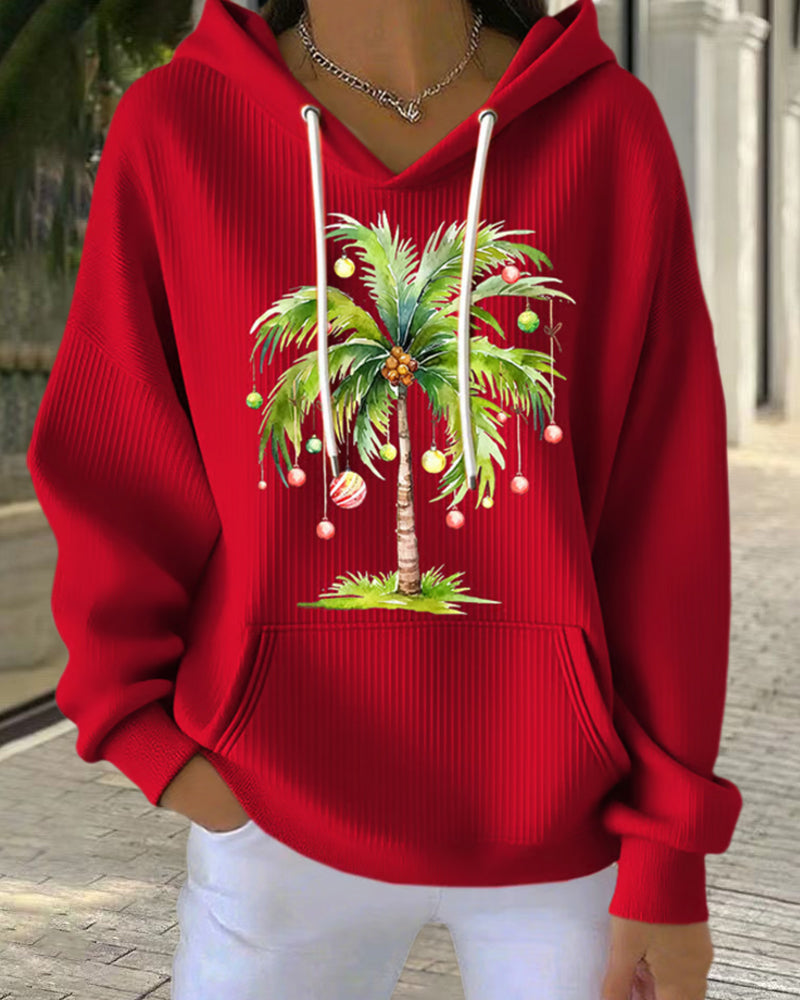 Sweatshirt Mit Kapuze Casual Palmen Druck