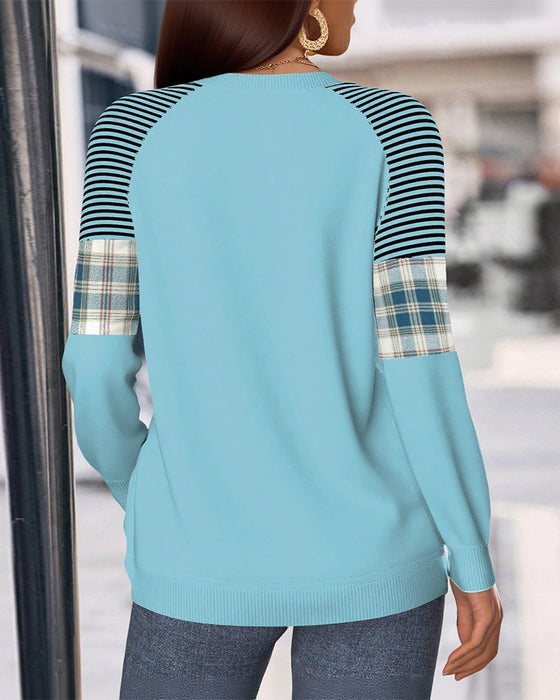 Langärmeliges Sweatshirt mit kontrastfarbigem Streifenprint