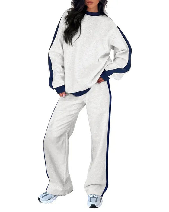 Set Seiten-Farbblock Rundhalsausschnitt Sweatshirt
