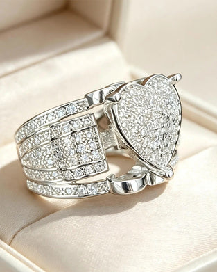 Pave Herzförmiges Ring-Set für Damen