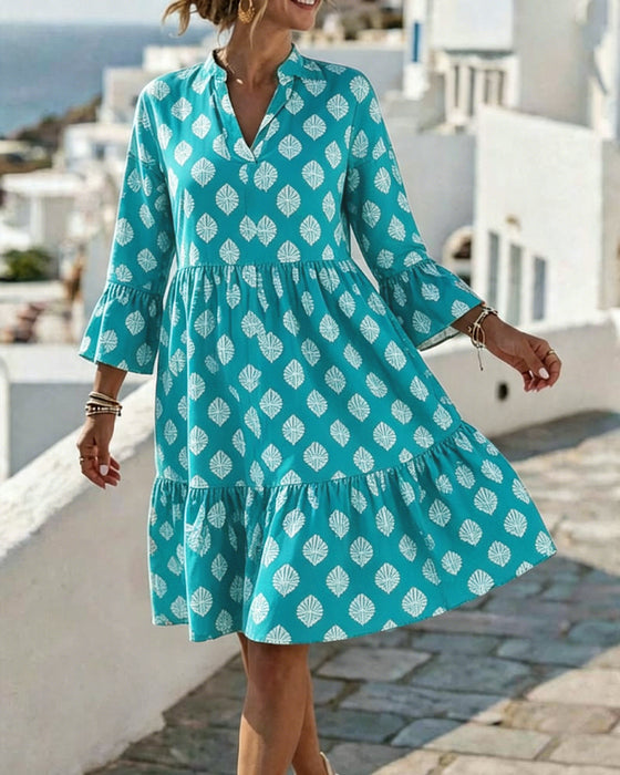 Kleid V-Ausschnitt Gedruckt