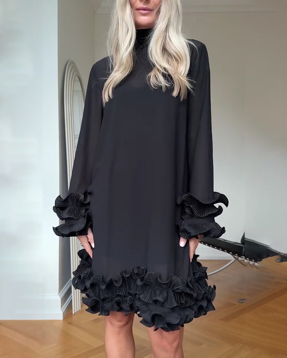 Kleid Designer Hoher Kragen Spitze