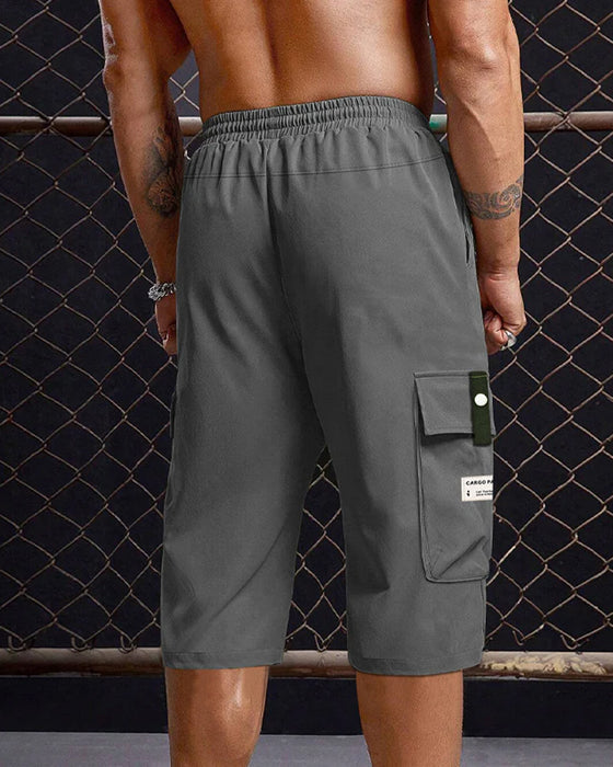 Hose Herren Lässig Kordelzug Capri Cargo