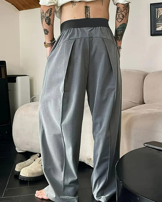 Hose Farbblock Elastische Taille Lässig