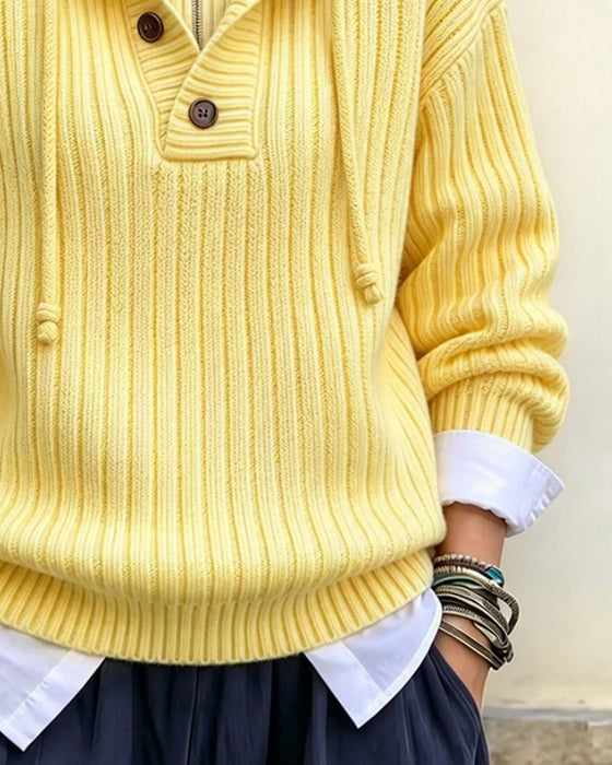 Pullover Halber Reißverschluss Mit Kapuze Kordelzug