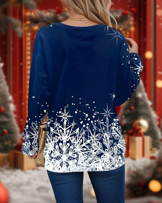 Sweatshirt mit Rundhalsausschnitt und Weihnachtsbaum-Print