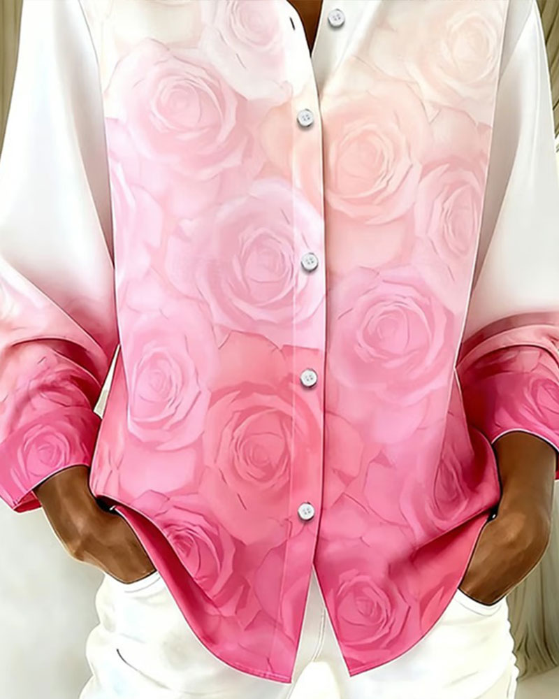 Hemd Farbverlauf Rosen Druck