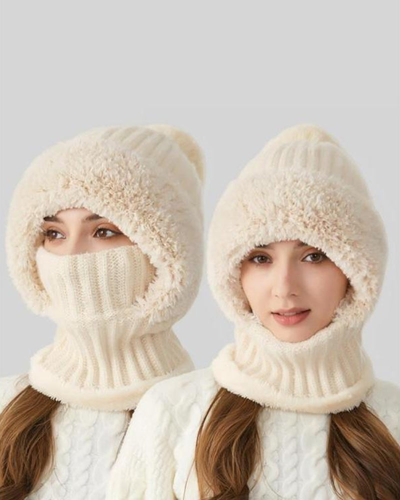Damenmütze In Uni-Farbe Mit Bommel