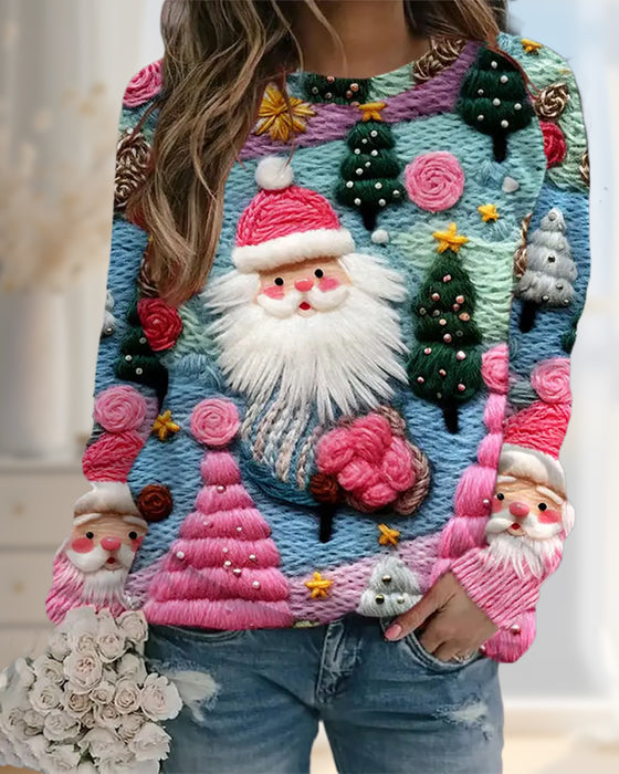Hoodie Mit Weihnachtsbaum Und Weihnachtsmann-Drucken